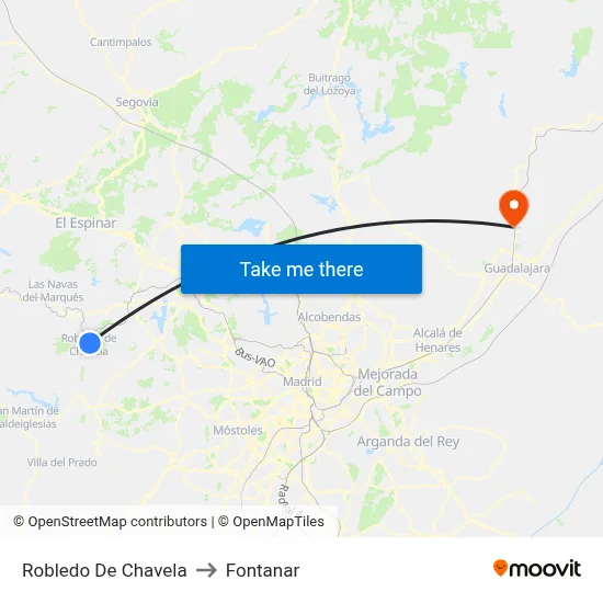 Robledo De Chavela to Fontanar map