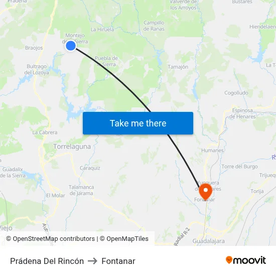 Prádena Del Rincón to Fontanar map