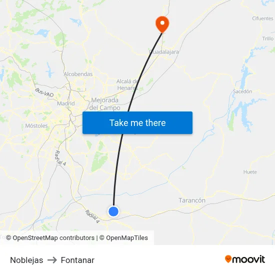 Noblejas to Fontanar map