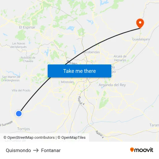 Quismondo to Fontanar map