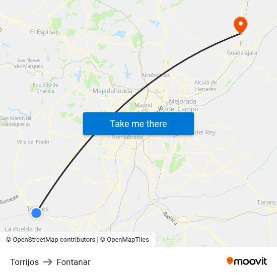 Torrijos to Fontanar map
