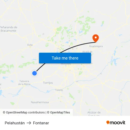 Pelahustán to Fontanar map
