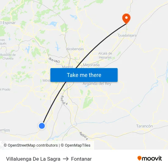 Villaluenga De La Sagra to Fontanar map