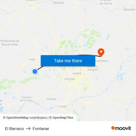 El Barraco to Fontanar map