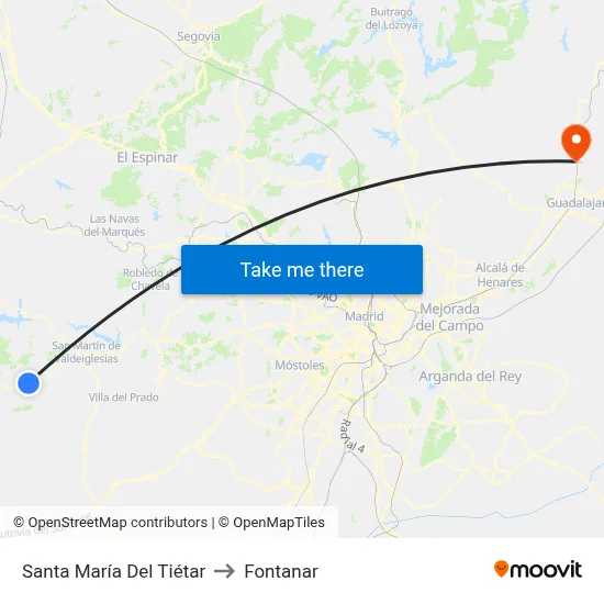 Santa María Del Tiétar to Fontanar map