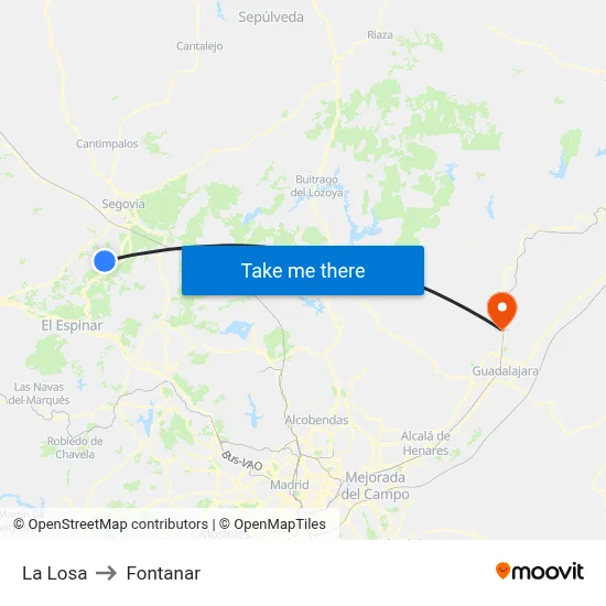 La Losa to Fontanar map