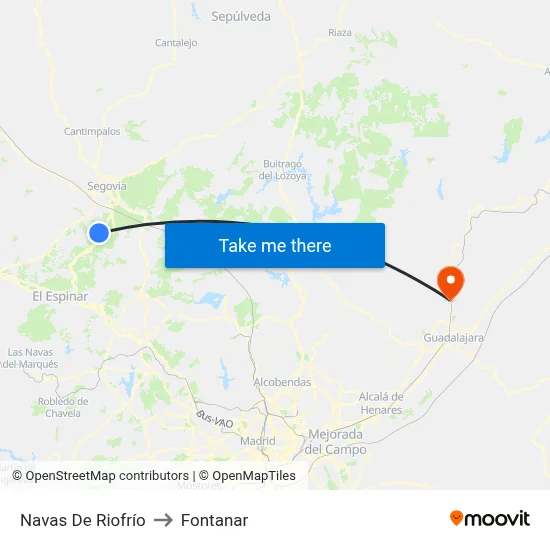 Navas De Riofrío to Fontanar map