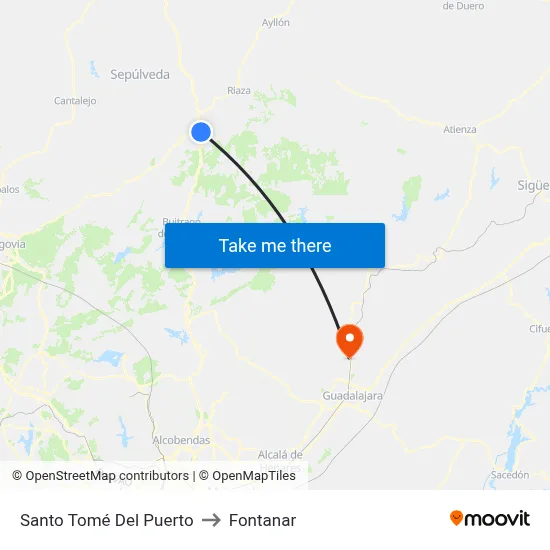 Santo Tomé Del Puerto to Fontanar map