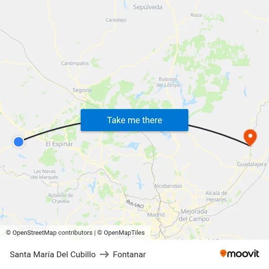Santa María Del Cubillo to Fontanar map
