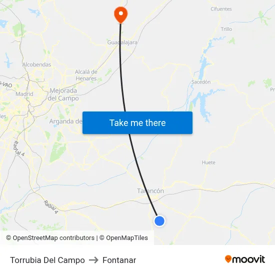 Torrubia Del Campo to Fontanar map