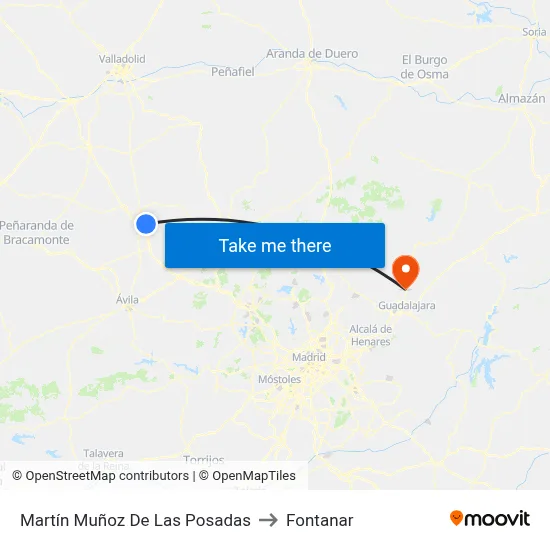 Martín Muñoz De Las Posadas to Fontanar map