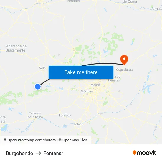 Burgohondo to Fontanar map