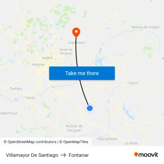 Villamayor De Santiago to Fontanar map