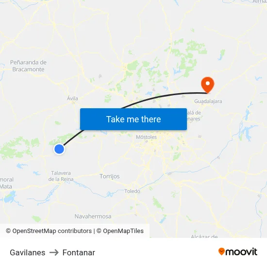 Gavilanes to Fontanar map
