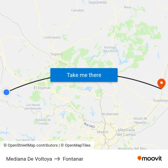 Mediana De Voltoya to Fontanar map