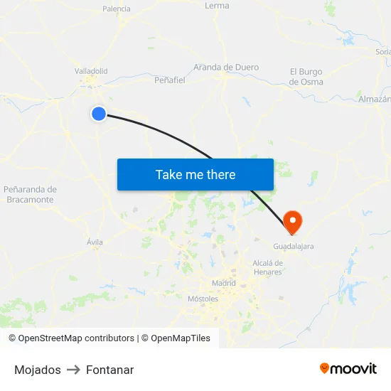Mojados to Fontanar map