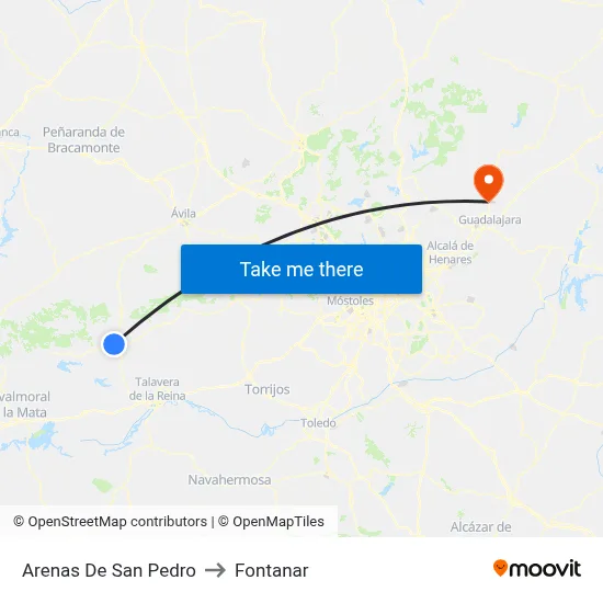 Arenas De San Pedro to Fontanar map