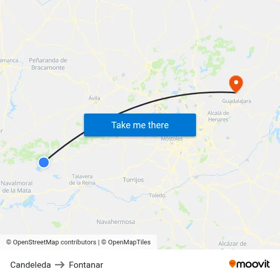 Candeleda to Fontanar map