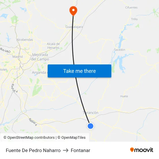 Fuente De Pedro Naharro to Fontanar map