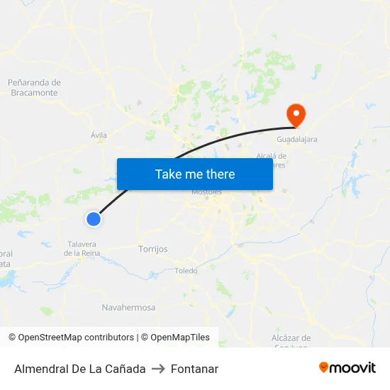 Almendral De La Cañada to Fontanar map