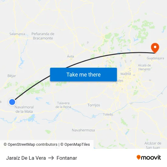 Jaraíz De La Vera to Fontanar map