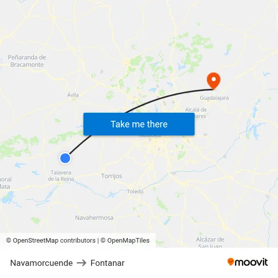 Navamorcuende to Fontanar map