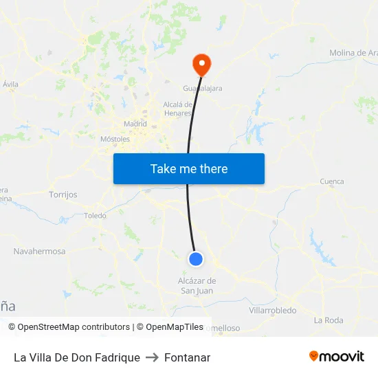 La Villa De Don Fadrique to Fontanar map
