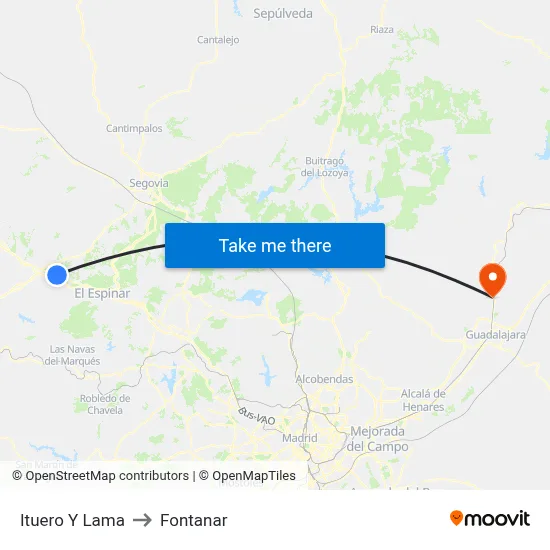 Ituero Y Lama to Fontanar map