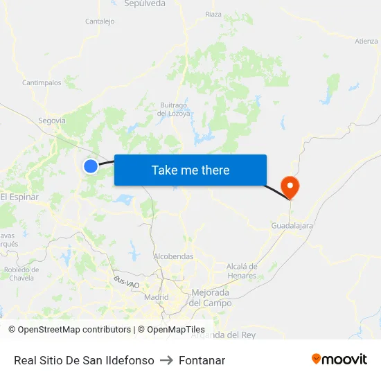 Real Sitio De San Ildefonso to Fontanar map
