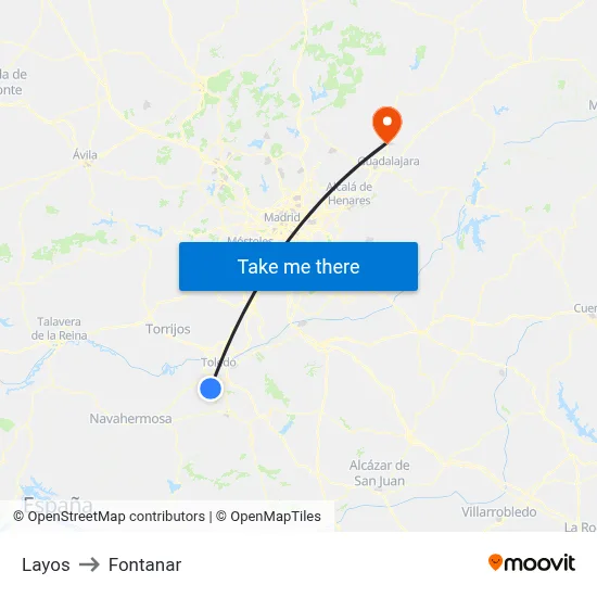 Layos to Fontanar map