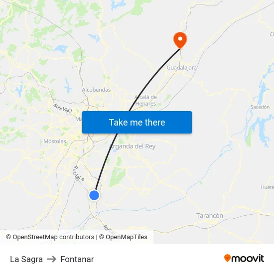 La Sagra to Fontanar map