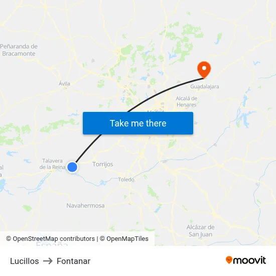 Lucillos to Fontanar map