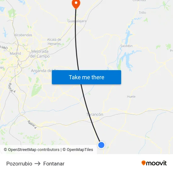 Pozorrubio to Fontanar map