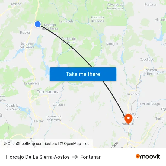 Horcajo De La Sierra-Aoslos to Fontanar map