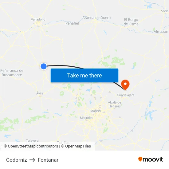 Codorniz to Fontanar map