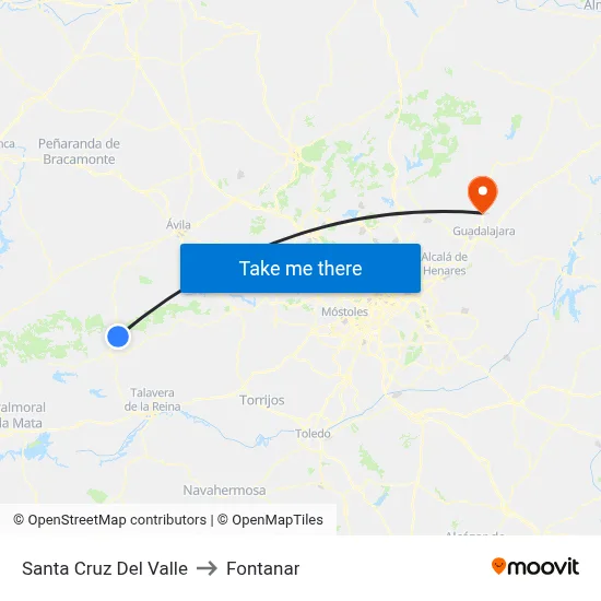 Santa Cruz Del Valle to Fontanar map