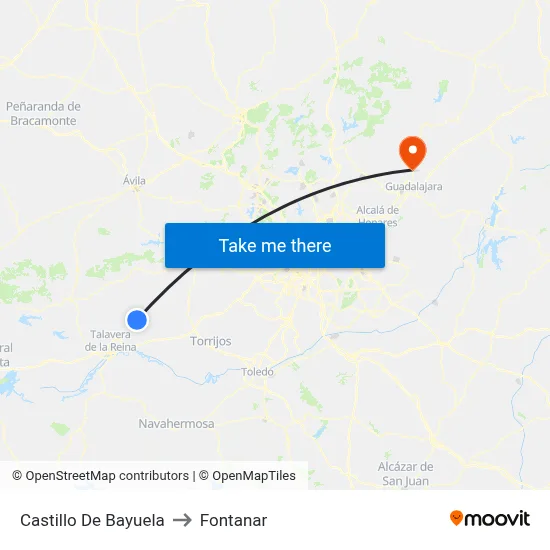 Castillo De Bayuela to Fontanar map
