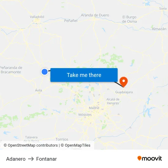 Adanero to Fontanar map