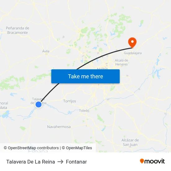 Talavera De La Reina to Fontanar map
