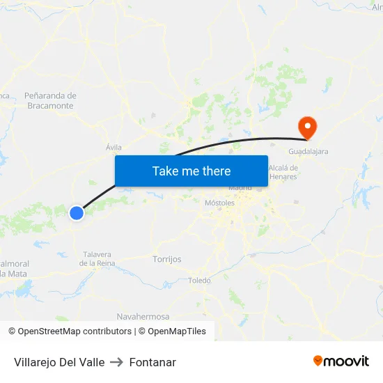 Villarejo Del Valle to Fontanar map