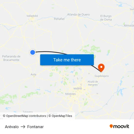 Arévalo to Fontanar map