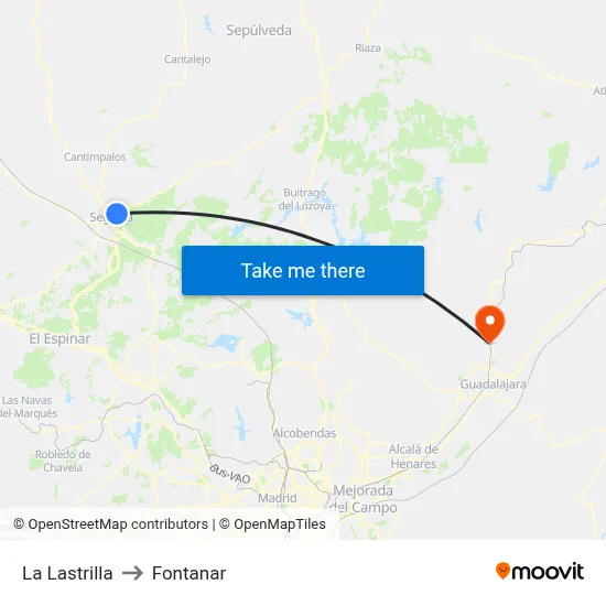 La Lastrilla to Fontanar map