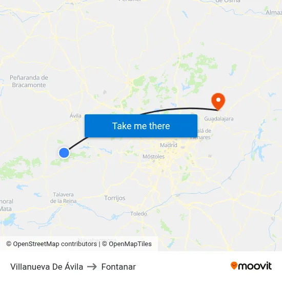 Villanueva De Ávila to Fontanar map