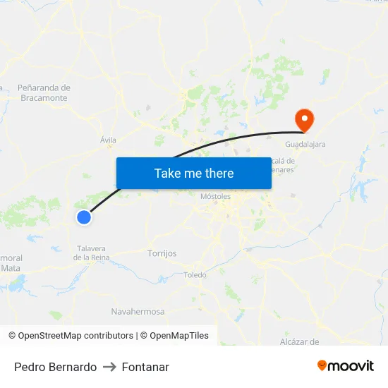 Pedro Bernardo to Fontanar map