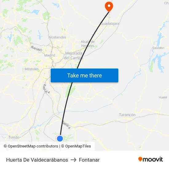 Huerta De Valdecarábanos to Fontanar map