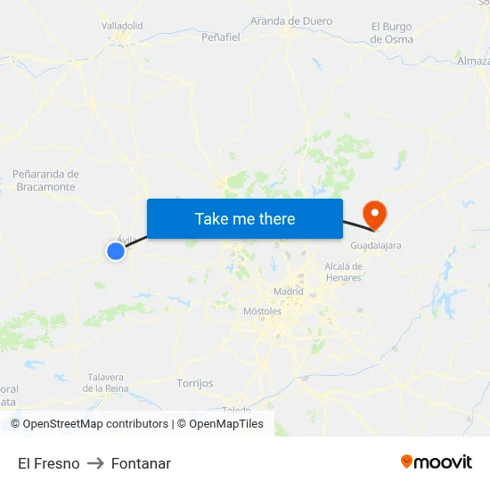 El Fresno to Fontanar map