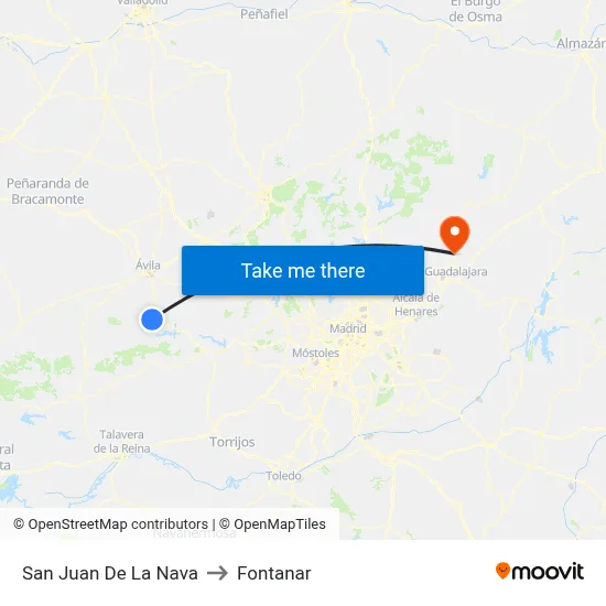 San Juan De La Nava to Fontanar map