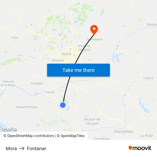 Mora to Fontanar map