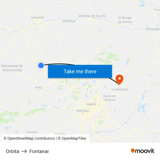 Orbita to Fontanar map