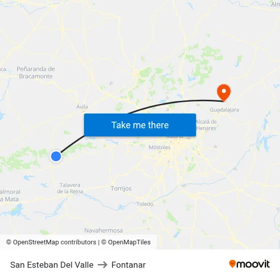 San Esteban Del Valle to Fontanar map